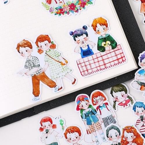 20pcs Cute Tong Meng Couples Kids Fun Paper Stickers Homemade Bookkeeping Decals on Laptop / Decorative scrapbooking / DIY