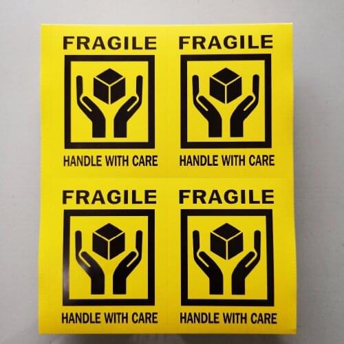 200pcs 6x8cm FRAGILE HANDLE WITH CARE yellow black color Self-adhesive Shipping Label Sticker, Item No. SS24