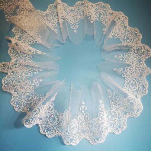 3Yards Soft Ivory Tulle Mesh Ivory Fabric Venise Lace Trim Embroidery Sewing Crafts Doll Material Lace Edge Skirt 10cm