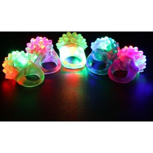 36pcs Strawberry Flashing LED Light Up Toys Bumpy Rings Party Favors Supplies Glow Jelly Blinking Bulk