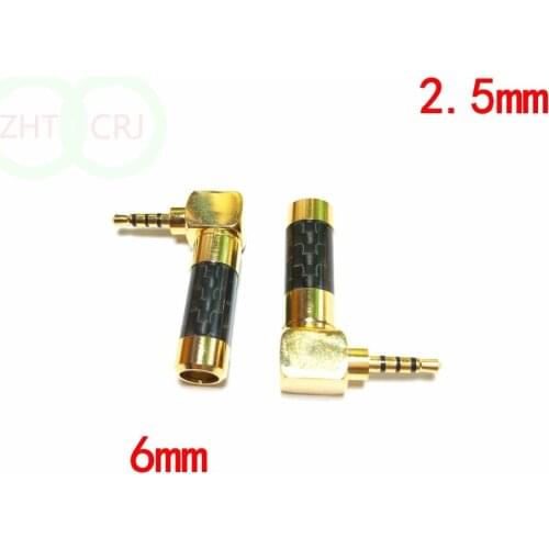 50pcs Copper Rhodium Plated Carbon Fiber 2.5mm 4 Pole 90 degree Plug soldering New