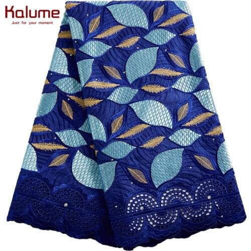 Kalume African Green Lace Fabric Cotton 5 Yard Swiss Voile Diy Embroidery Dubai Nigerian Dry Lace Fabric For Sewing Dress H2455