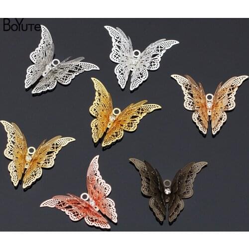 BoYuTe (20 Pieces/Lot) 35*45MM Metal Brass Butterfly Necklace Pendant Diy Handmade Jewelry Making Accessories Wholesale
