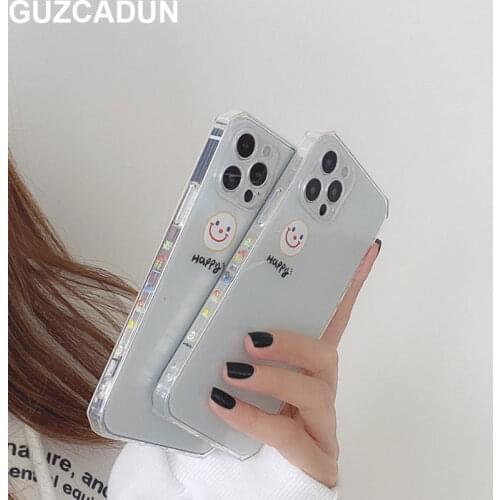 Phone Case for IPhone 12 Mini 7 8 Plus X XS XR XSMax 11 12 Pro Max Cute Funny Smile Face Cover Clear Soft TPU Shockproof Cases
