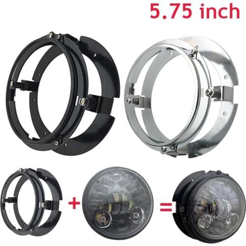 Black/Chrome 5 3/4" 5.75 inch Headlight Mounting Bracket Adapter Ring Kit Black Chrome for 5.75 Motorcycle LED Headlight