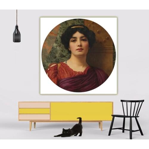 Citon John William Godward《Contemplation》Canvas Art Oil Painting Artwork Poster Picture Wall Decor Home Living room Decoration