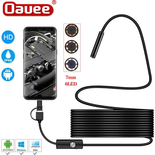 Oauee USB Android Endoscope Camera Waterproof Inspection Borescope Flexible Camera 5.5mm 7mm for Android PC Notebook