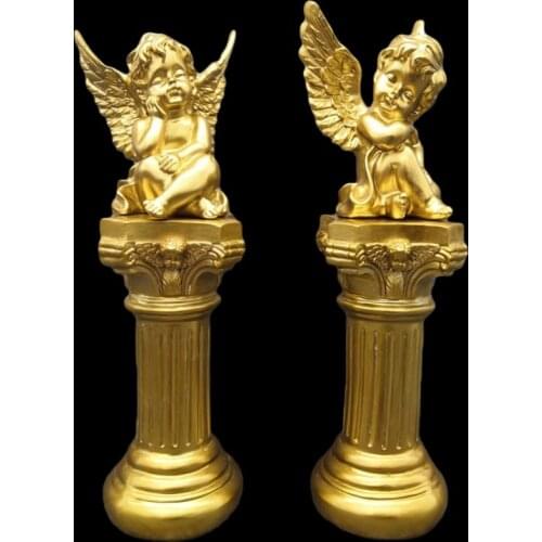 European Roman Pillar Cute Angel Resin Sculpture Accessories Home Livingroom Sculpture Crafts Store Desktop Figurines Decoration