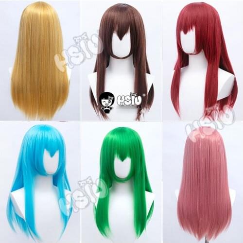 「HSIU Brand」26 Colors 60cm Long Straight Hair Pink Gray White purple Black pink Fiber synthetic wig + Free brand wig net