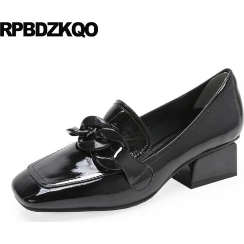 Italian medium heels new square toe casual beige chunky ladies designer china pumps fashion brand women shoes 2019 high black