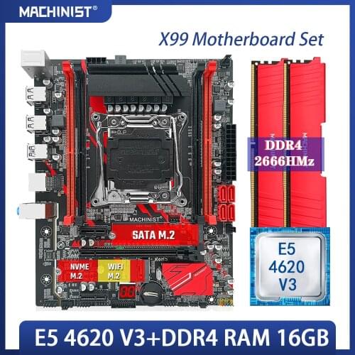 X99 motherboard LGA 2011-3 set kit with Intel xeon E5 4620 V3 processor DDR4 16GB(2*8GB) 2666MHz RAM memory M-ATX X99-RS9