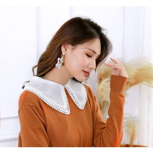 2019 White Women Shirt False Collars Black Fake Collar Women collar high Collar Female Cotton Removable Detachable Collars