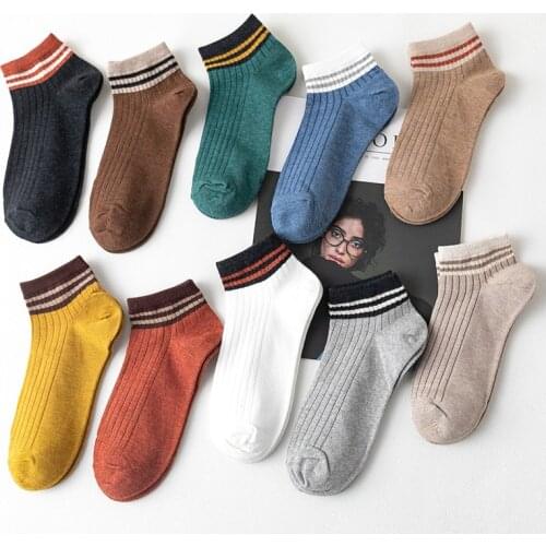 New 5Pairs/lot Summer Parallel Bars Women Socks Breathable Casual Striped Ladies Comfortable Boat Socks Cotton High Quality