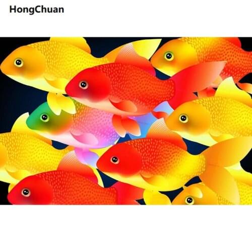 New Year Colorful Fish 5D DIY Square/Round Diamond Painting Cross Stitch Home Decoration Gift Mosaic Diamond Embroidery
