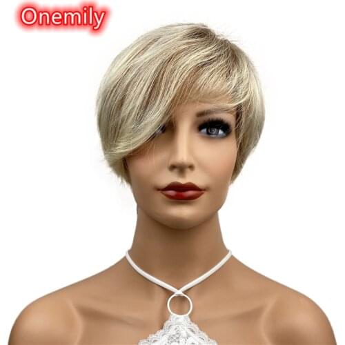 Onemily Short Straight Heat Resistant Synthetic Wigs for Women Girls with Side Bang Cosplay Theme Party Evening Out Dating Fun
