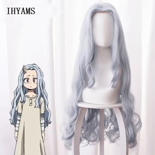 My Hero Academia Eri Anime Wigs 90cm Long Blue Grey Mixed Heat Resistant Synthetic Hair Halloween Cosplay Wig + Wig Cap