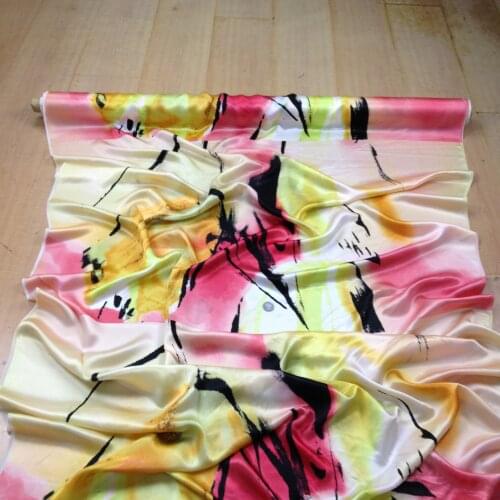 Sell by 3m(4PATTERM),width:112cm,thickness:12mm,#D619,100% silk fabric CHARMEUSE
