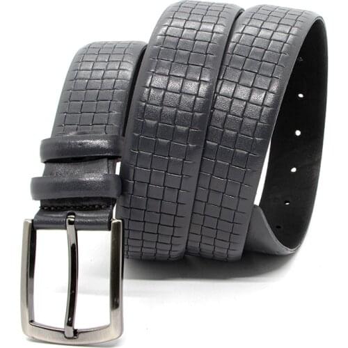 Genuine Soft Leather Handmade Grey Black Man Belt High Quality Calfskin For Pants Metal Buckle Casual Gift For Valentines Day