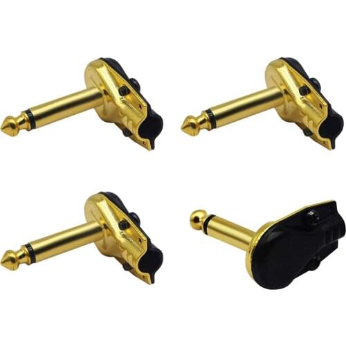Retail DIY 6.35MM 1/4inch Mono Male Right Angle Pancake Style Plug Connectors for Speaker,Patch Cable,Golden Plated TS Male Mono