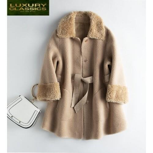 Coat ELegant Real Fur Women Clothes 2021 Korean Fashion Sheep Shearing Wool Short Jacket Vintage Winter Coat Hiver 858LW
