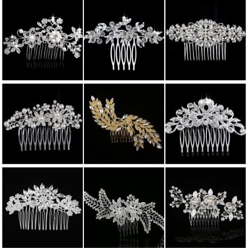 JaneVini Luxury Wedding Crystal Hair Combs for Brides Rhinestone Women Hairpins Bridal Headpiece Hair Jewelry Accessories Pearl