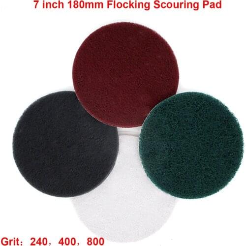 1Pcs 7 inch 180mm Flocking Scouring Pad Round Nylon Fiber Abrasive Sanding Discs for Rust Removal Dusting Polishing Grinding