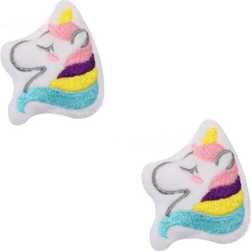 10Pcs/lot Cartoon Plush Unicorn Patch DIY Headwear Garments Cotton-filled Unicorn Accessories Gift Box Handmade Decorations