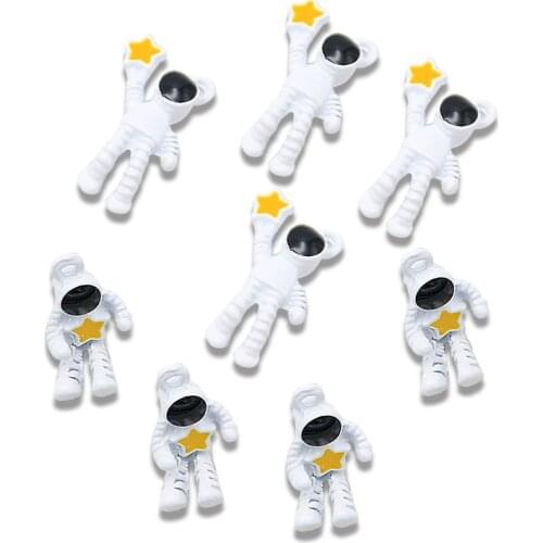 10Pcs 2 Style 2 Size Metal Alloy White Yellow Alien Charms Astronaut Pendants For Jewelry Making DIY Handmade Craft