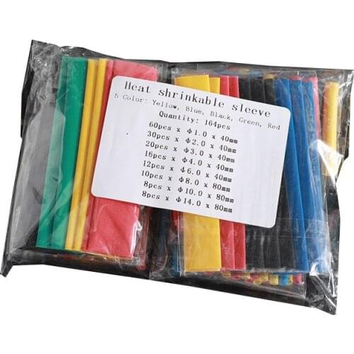 164pcs Set Polyolefin Shrinking Assorted Heat Shrink Tube Wire Cable Insulated Sleeving Tubing Set