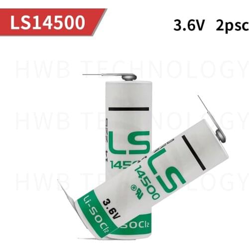 2PCS/lot New for SAFT LS14500 AA ER14505M 3.6v 2600mah lithium battery, with solder pins equipment and instruments battery