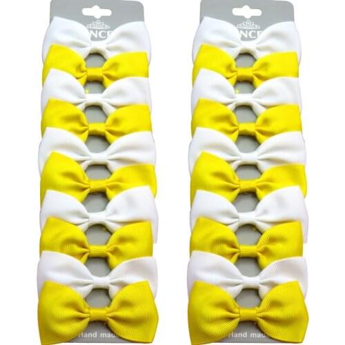 20PCS/Lot Cute Yellow White With Clip Grosgrain Ribbon Bows Hairpins 2020 Scrunchie Korean CLIP Hair Accessories For Baby Girl