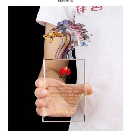 2020 Customize Custom Business gift -20CM TOP COOL Home office ROOM efficacious Mascot fortune HORSE crystal art statue Trophy