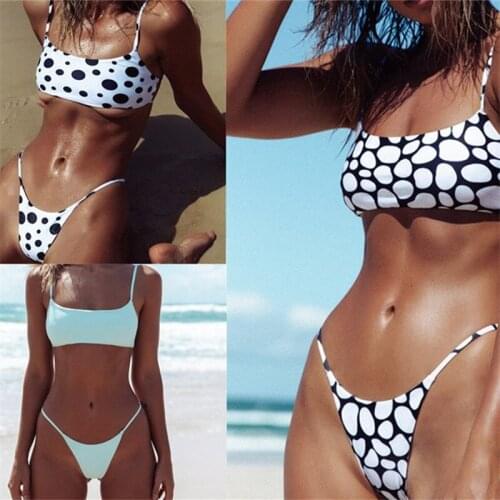 2020 sexy swimsuit wrapped Dot triangle bikini Brazilian thong bottom bathing suit women bathers Push up female swimwear