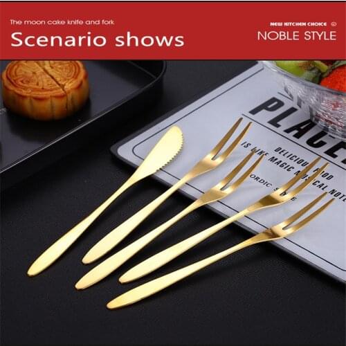 2021 creative fruit sign luxury stainless steel dessert fork fashion cute mini cake salad fork restaurant kitchen knife and fork