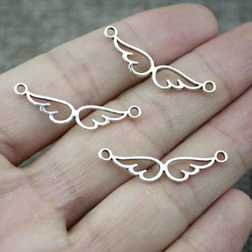 Tristana 40pcs 28x5mm Angel Wings Charms Connector Jewelry Making For Bracelet Making Necklace Making