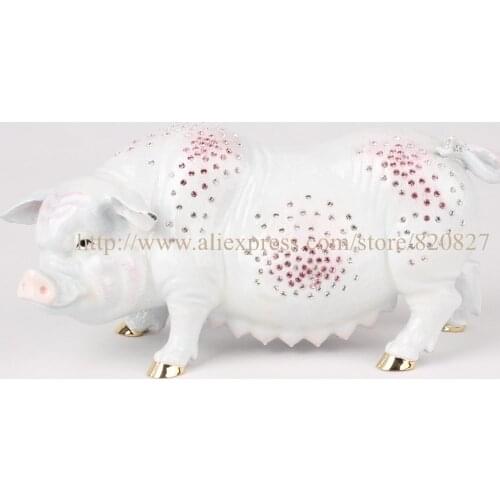 Large Pig Metal Trinket Jewelry Pill Box Money Giant New Piggy Banks Pigs Decorative Large Big Home Display Craft