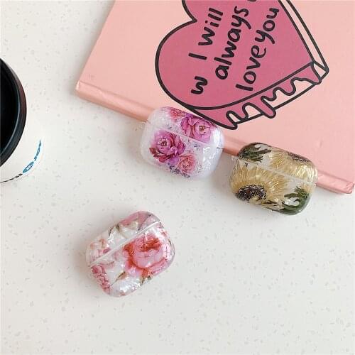 Colorful Shell Texture Earphone Case For AirPods pro Cases Cute Soft Chrysanthemum Charging Box Protective Cover for airpods 2 1