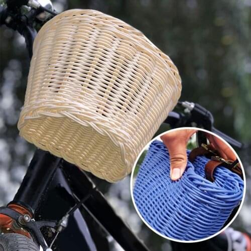 Kids Front Handlebar Rattan Handwoven Bike Basket Kids Woven Bike Basket For Boys And Girls Bicycles Wicker Basket
