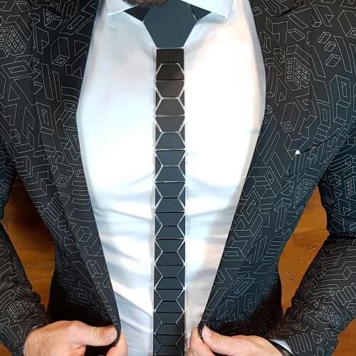 GEOMETIE Stylish Fashion Black Matte Diamond Shape Neckties Classic Style Skinny Men Black Ties