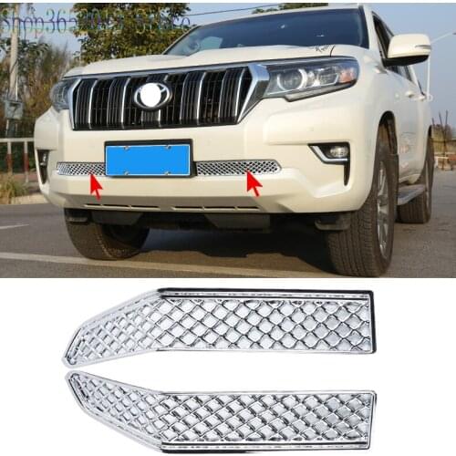 For Toyota Prado Fj150 2018-2019 ABS Chrome Front bumper lower grill trim cover Decorative stickers Car Styling