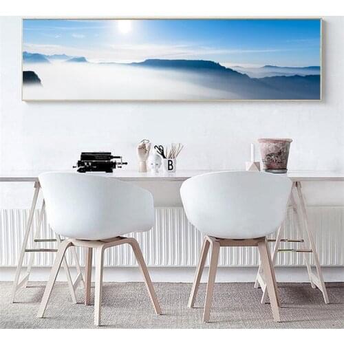 Modern New Chinese Wall Art Landscape Mountains Blue Sky Poster Picture Canvas Painting Wall Art Living Room Home Bedroom Decor