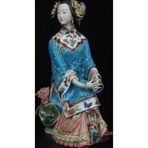 CLASSICAL MAIDENFORM FIGURES STATUE SUMMER LOTUS FLOWER CREATIVE CRAFTWORK HOTEL DECORATION G1296