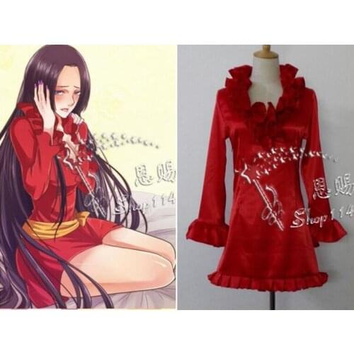 2017 One Piece Boa Hancock Cosplay Costume Pajamas Version In Red Hancock Dress
