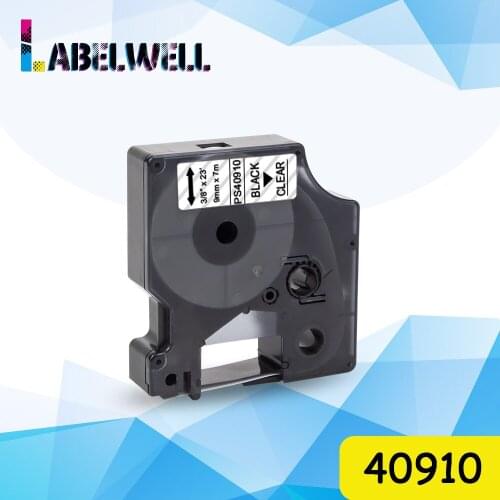 Labelwell 1pcs 9mm Black on Clear 40910 label tape label cartridge compatible for Dymo label manager LM160 LM280 PNP label maker