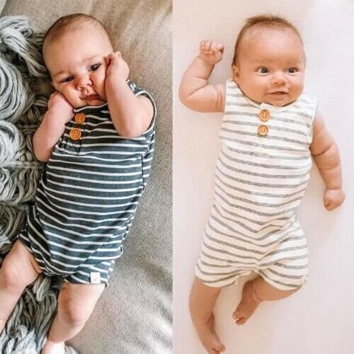 Summer Baby Girl Romper Newborn Infant Baby Boy Girl Striped Sleeveless One Piece Romper Outfit