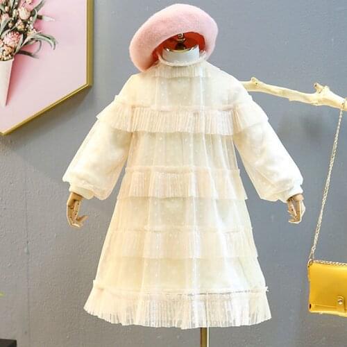 Cute Baby Girls Dresses Spring & Autumn Long Sleeve Lace Ruffles Patchwork Kids Princess Dresses Christmas Party Girls Clothes
