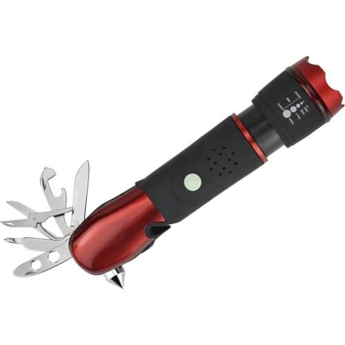 Multifuncion Tool Pocket Knife Multi Tool Flashlight Alarm Glass Breaker