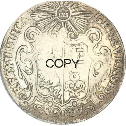 Geneva 1 Thaler 1722 Brass Plated Silver Copy Coins