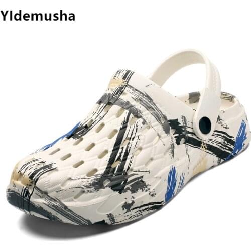 Mens Rubber Beach Sandals Summer Shoes Garden Sandalias Outdoor Sandals Breathable Clogs Men Zuecos Hombre Cholas Slip On Shoes