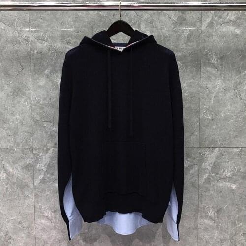 2021 Fashion Brand Sweaters Men Slim Fit Hooded Pullover Clothing Patchwork Solid Wool Spring Autumn Casual Coat